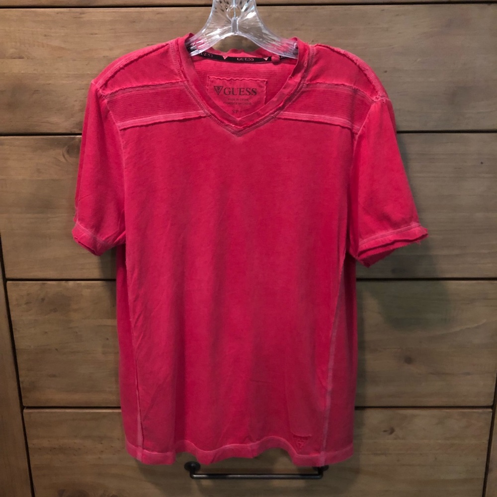 GUESS Solid Red T-Shirt
